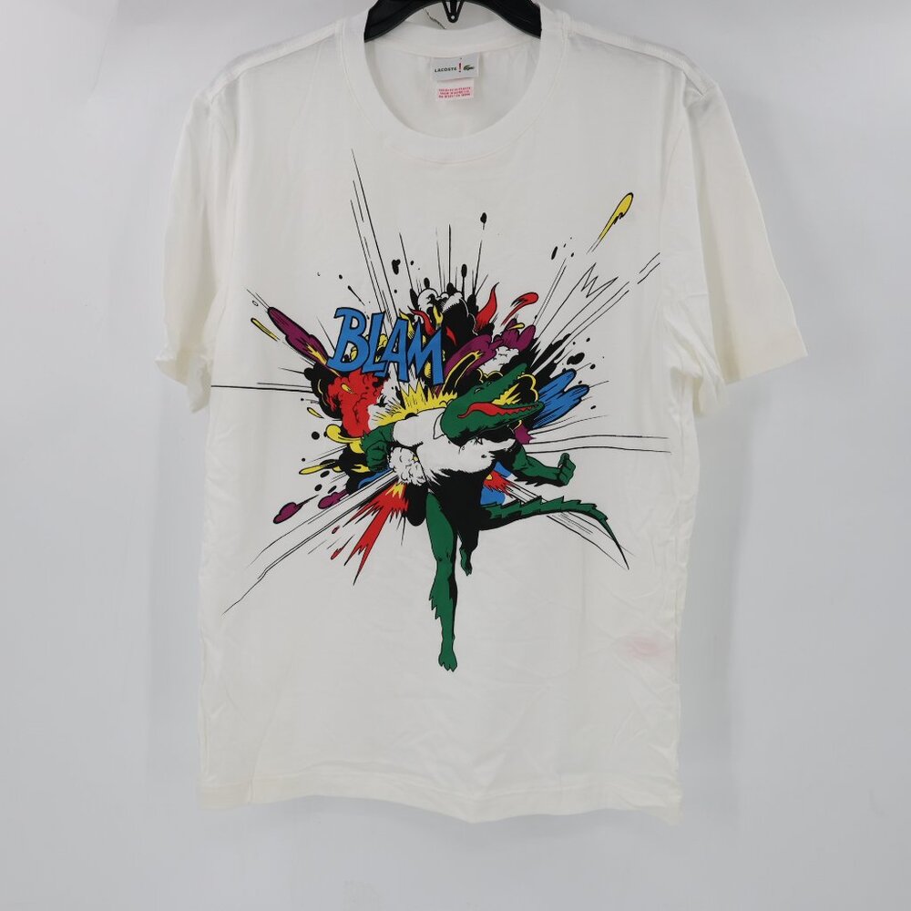 Vintage Lacoste Shirt mens 4 BLAM Big crocodile Graphic Tee white crew neck